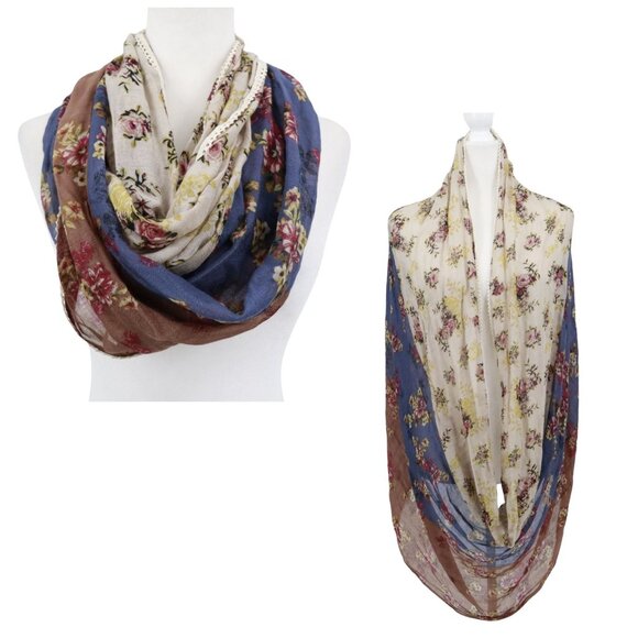 Maurices Infinity Scarf Multi Cottagecore Grannycore Boho Feminine Romantic - Picture 1 of 16